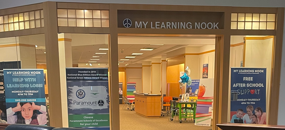 Entrance to the Paramount Schools of Excellence My Learning Nook after-school learning space.