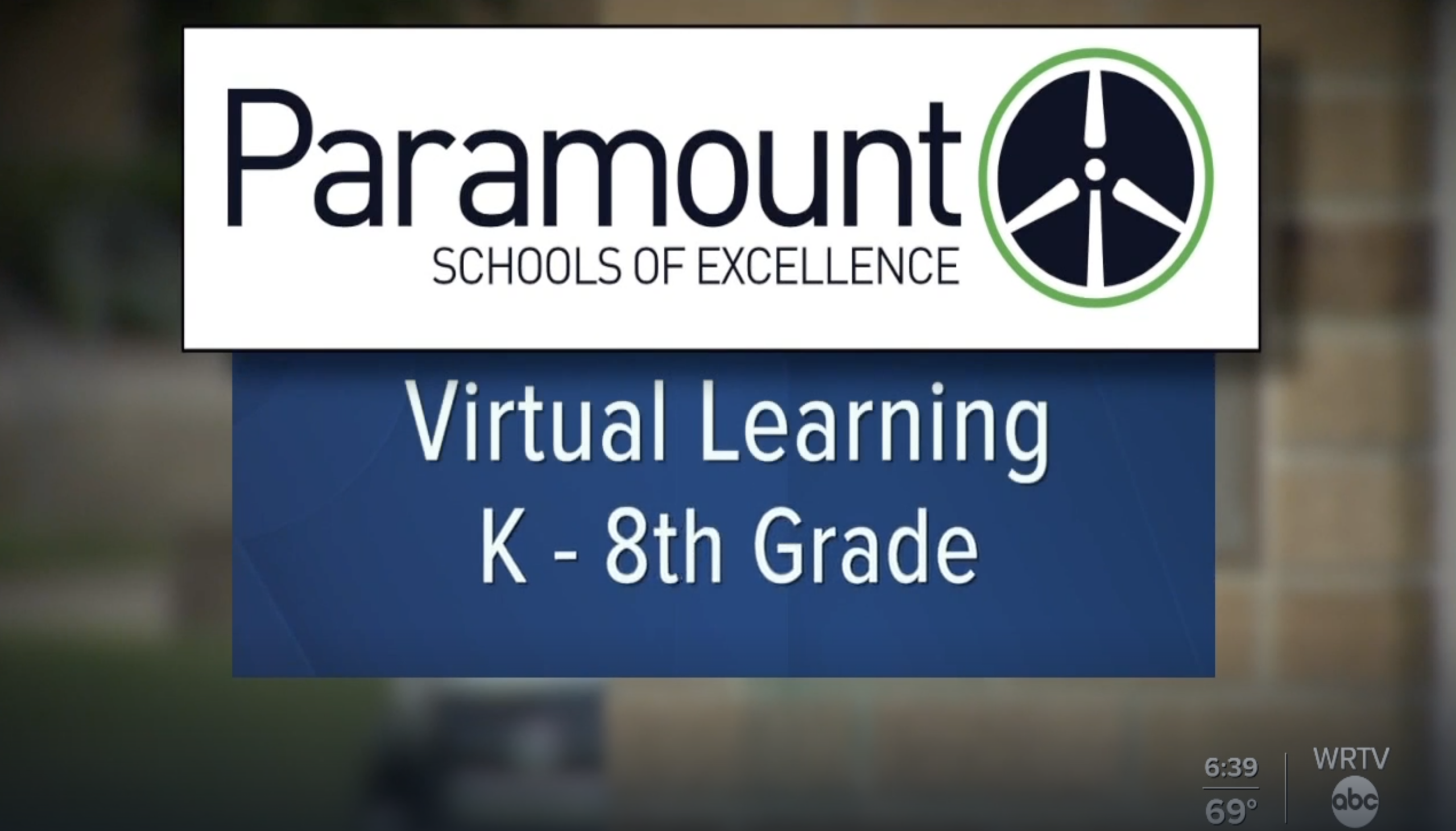 Paramount Schools of Excellence virtual learning graphic for students in kindergarten through eighth grade.
