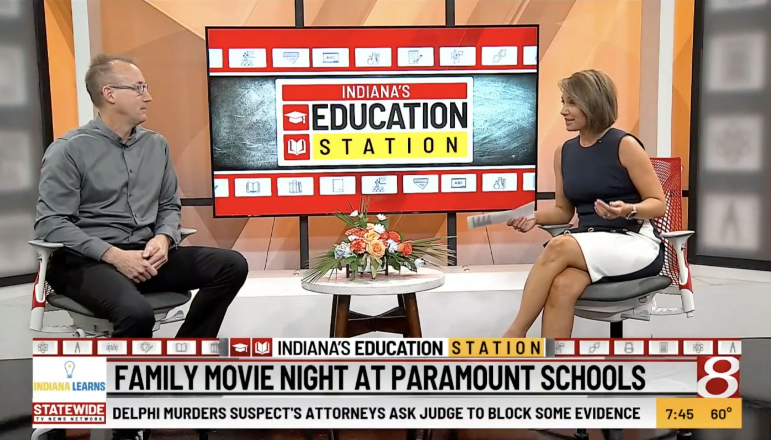 Television interview about Family Movie Night at Paramount Schools of Excellence.